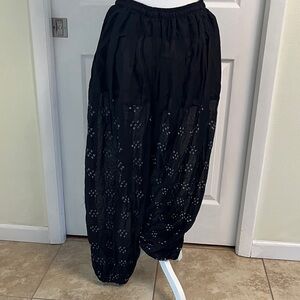 Lightweight Cotton Voile Black Women's Harem Pants Semi-Sheer
